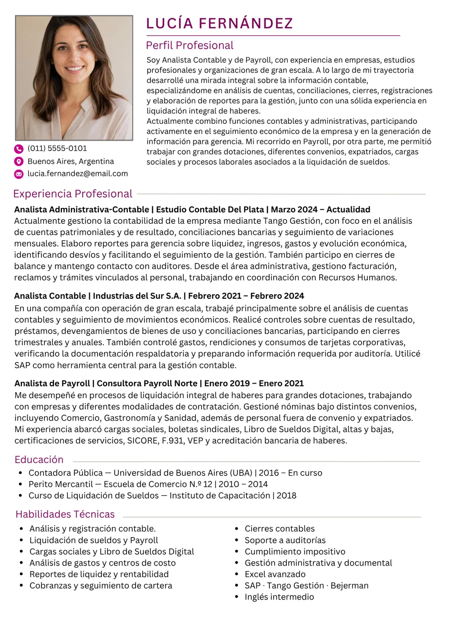 Después: CV moderno de Lucía Fernández